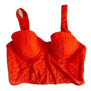 DKNY Fiery red orange longline corset style bra size 34B